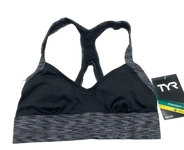 Tyr. Isla Top Sonoma Sports Bra Bikini Swim Top Black Gray Racerback XS