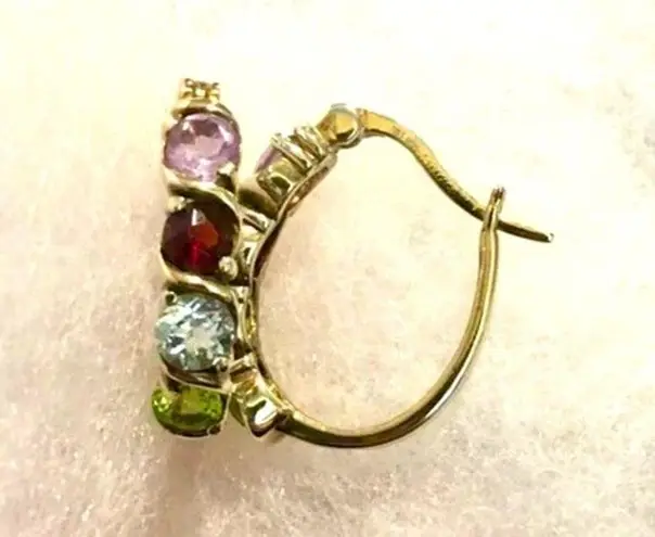 Ross Simons Ross-Simons Vermeil Gold Plated Sterling Silver Multi Gem Stone Hoop Earrings