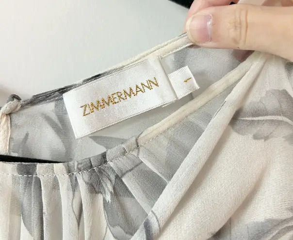 Zimmermann 100% Silk Floral Sheer Flowy Ruffle Blouse Size 1