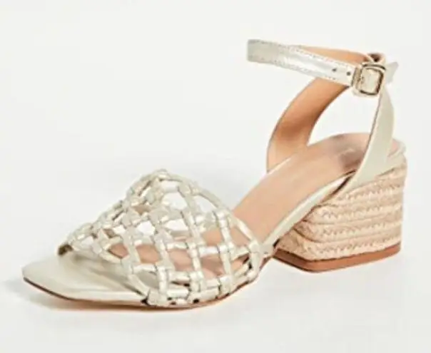 Paloma Barcelo Espadrille Sandals Women’s Size 7 Woven Leather Raffia Heel Tan