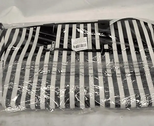 Alice + Olivia  Duffel Bag NWT Black and White Stripes Weekender Tote