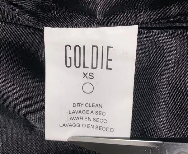 Goldie faux fur embroidered bomber jacket black/gold size XS womens