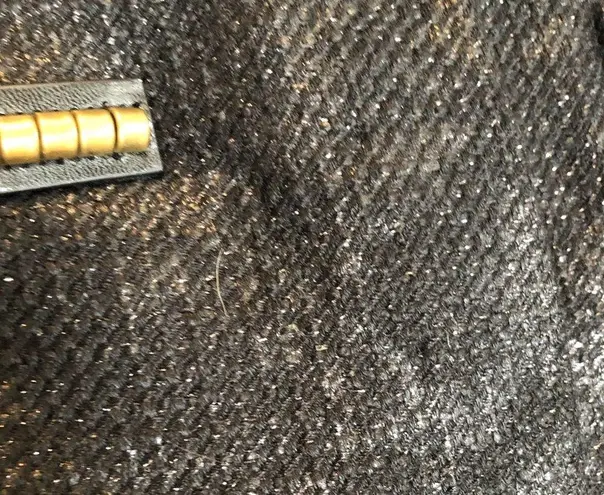 By Malene Birger Tweed Blazer Black Jacket Chic Metallic Gold Flecks Zip Front 8