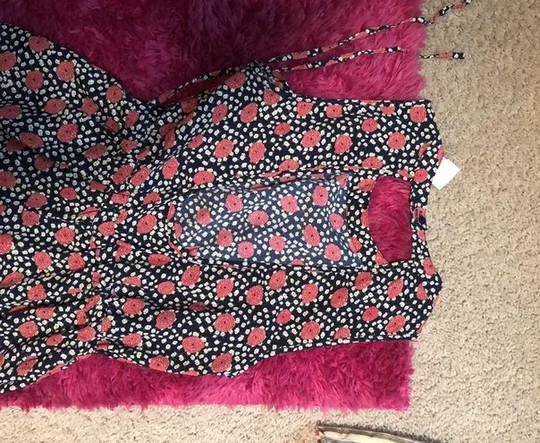 Urban Outfitters Black floral cut out back romper never worn