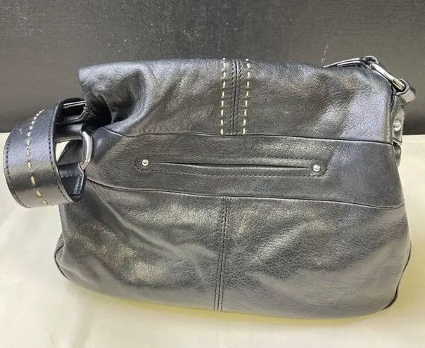 B Makowsky Women's Black Pebble Leather Pick Stitch Shoulder Bag/ Purse SKU 6012