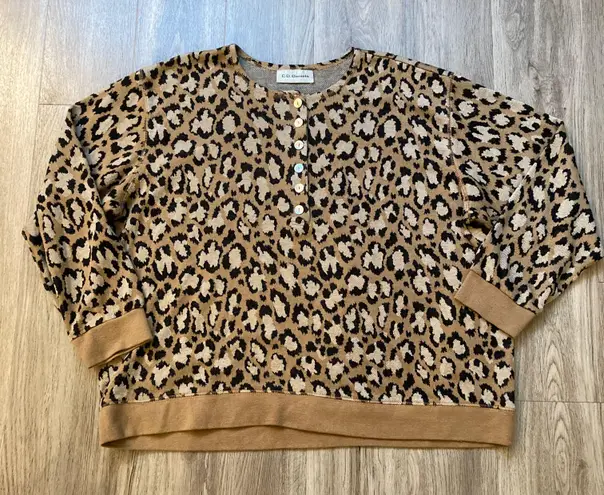 Cathy Daniels C.D. Daniels Leopard Print Sweater Plus Size 3X
