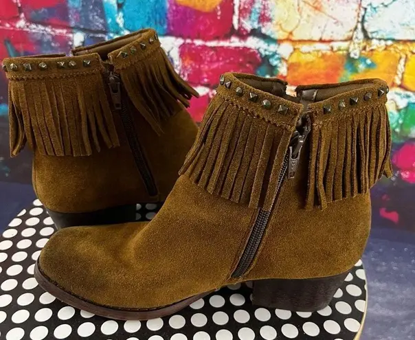 Baretraps  Wendell fringed leather boots sz 6.5 Booties Side Zip Western Boho