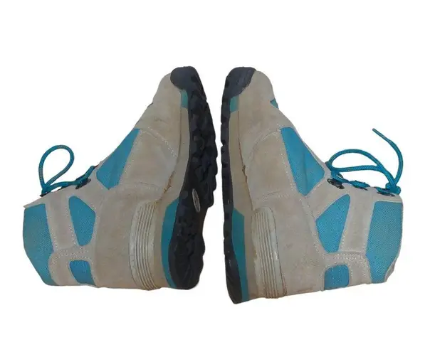 Vasque VTG Hiking Boots Teal Blue Beige Suede Padded Cuff Ankle Lace Up Trail 9