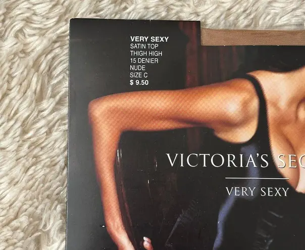 Victoria's Secret New!  Very Sexy Satin Top Thigh High Denier Nude Size C