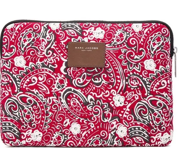 Marc Jacobs  Paisley 13" Computer Case in Chili Pepper Multi Red NEW
