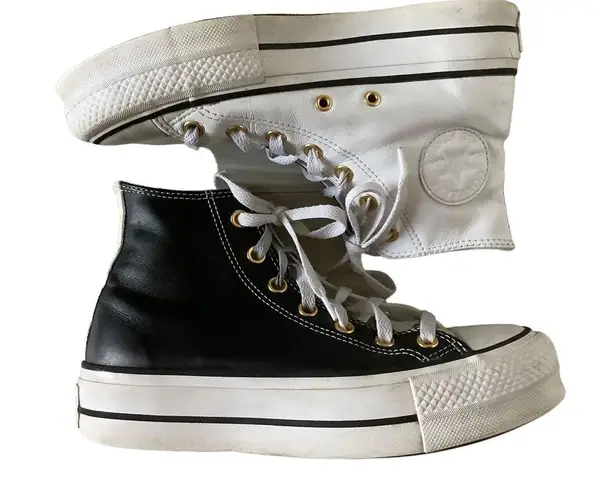 Converse all star YOU platform leather black & white colorblock hi top sneakers