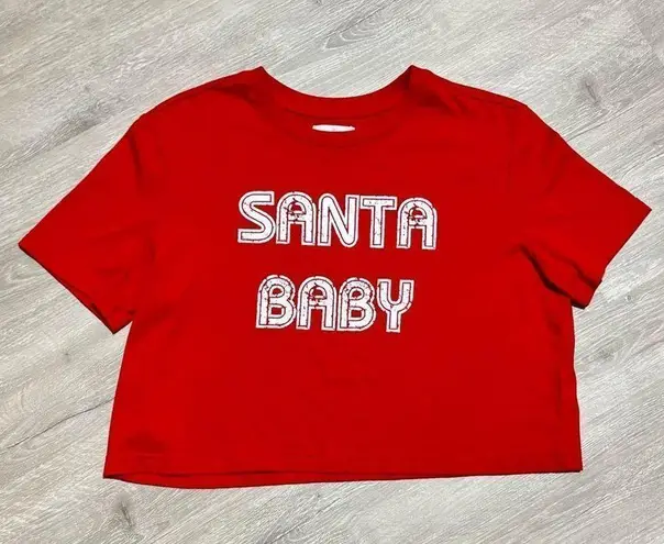 Colsie Santa Baby Crop Tee Size Medium Women’s Red