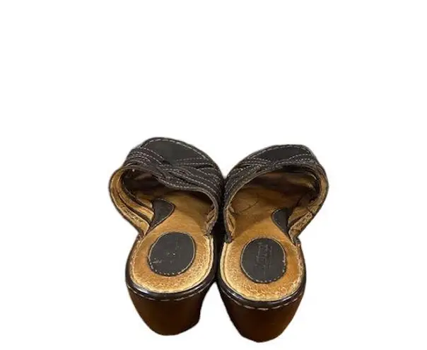Born concept Born Dark Brown Leather Woven Crisscross Sandals Women Sz 8