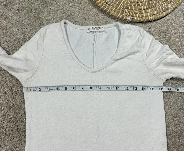 Americanable Women’s Wonderland Longsleeve Top V-Neck Boho in White S