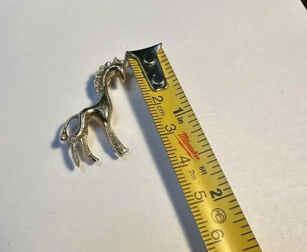 Tiny Vintage Signed Coro Pony Horse Brooch Pin Gold Tone & Rhinestone