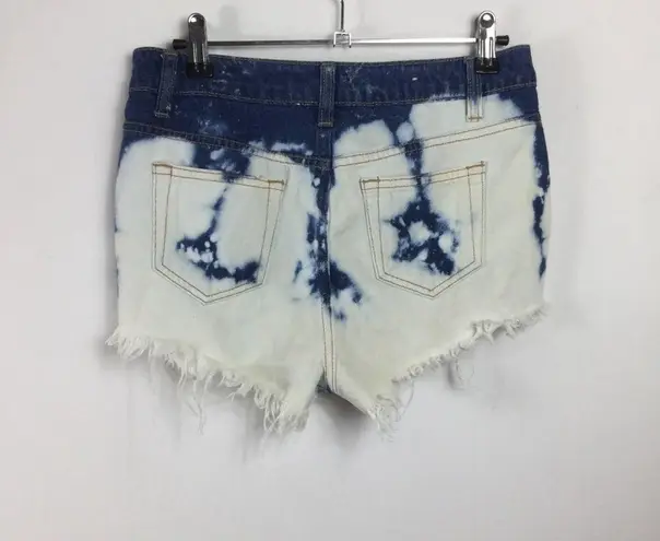 Cello Bleached destroyed ribbed frayed hem jeans shorts