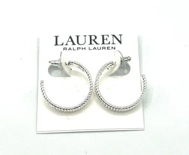 Ralph Lauren Lauren  Large Rope Hoop Earrings in Silver MSRP $35 NWT