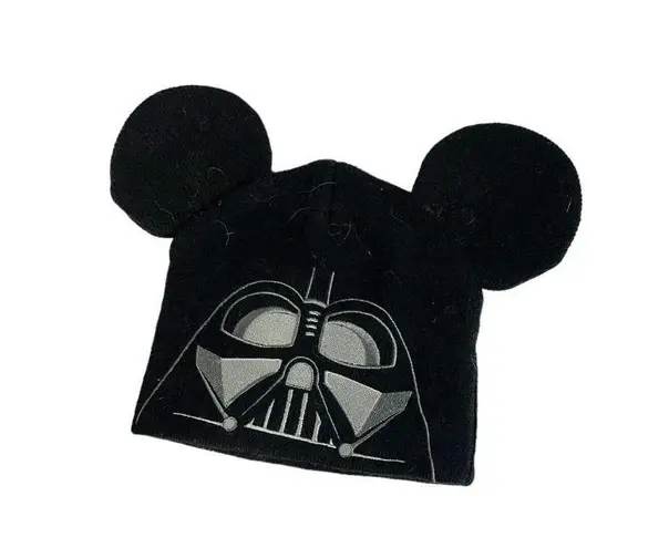 Disney  Parks Star Wars Darth Vader Mickey Ears Knit Black Beanie Hat Cap OS