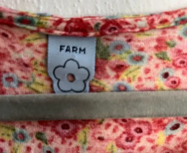 Farm Rio Top Ditsy Floral & Lace Babydoll Tie Waist Tee Sz P (S) GUC w/ Llamas!