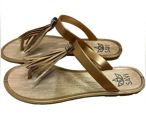 Savi Helena Gold Jelly Tassel Sandals Beach Resort Vacation Size 40 (Euro) 9 US