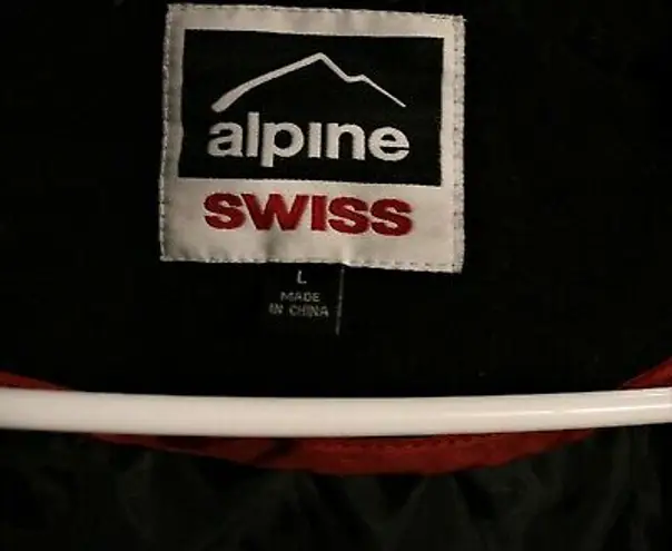 Alpine Swiss Mens Large Wool Blend Black Open Bottom Jacket JD Bomber Zipper Coat