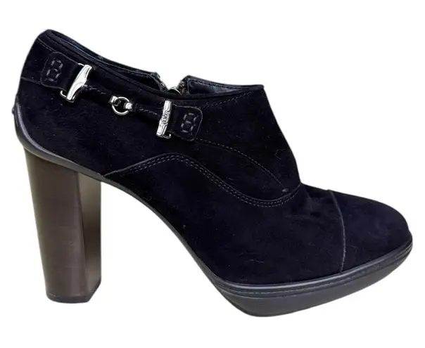 Tod's Tod’s Black Suede Leather Ankle Booties with 4.5” Heel - Size 38.5/8.0