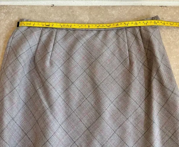 Pendleton  Beige Diagonal Plaid Vintage Wool Womens Size 12 Pencil Knee Length