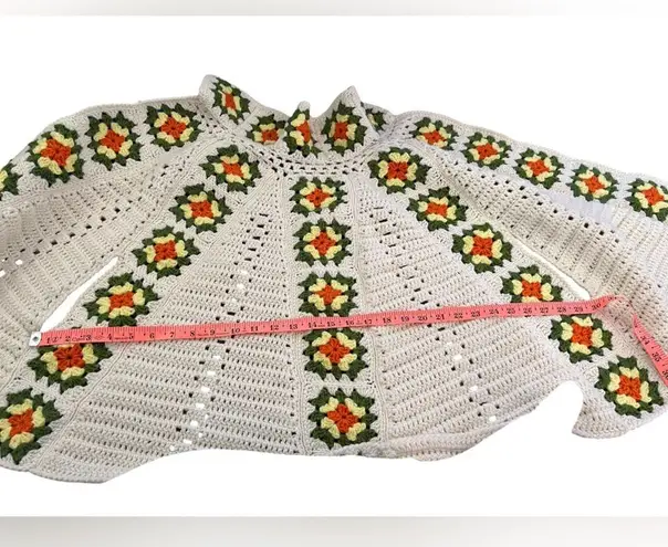 Handmade Granny Square Capelet Crochet Wrap Open Front 70s Style One Size