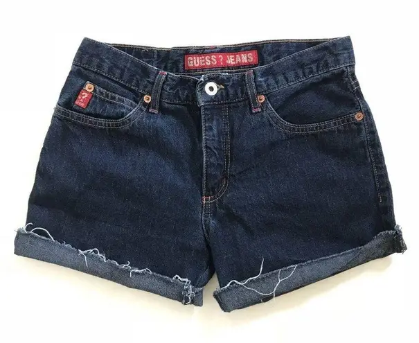 Vintage GUESS 90’s Dark Blue Rinse High Rise Denin Jean Shorts Size 26