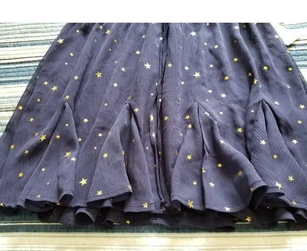 Row A Women Navy Blue Mini Skater Skirt w/ Gold Stars Size M Size M