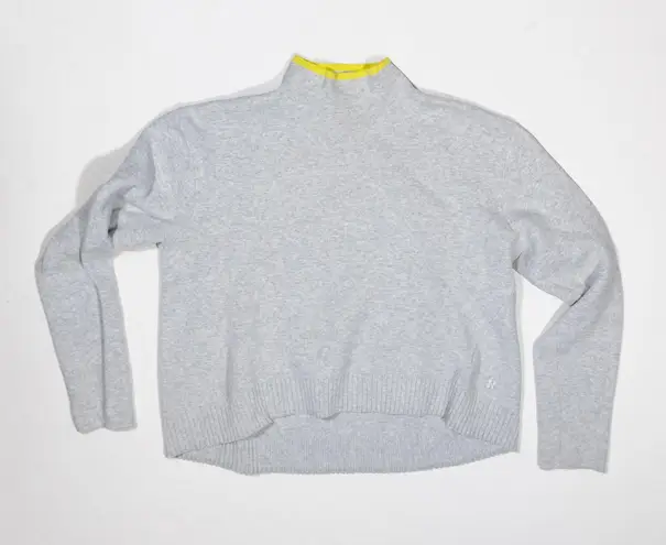 Sweaty Betty  Serenity Cotton Blend Stretch Knit Mock Neck Pullover Sweater Gray