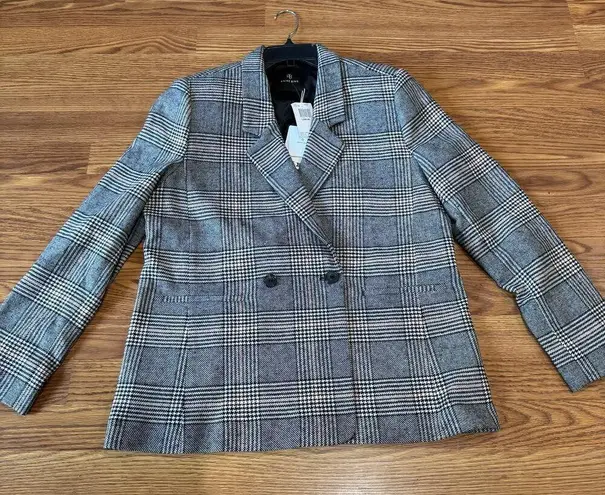 ANINE BING plaid wool Madeleine Double Breasted Jacket Size L