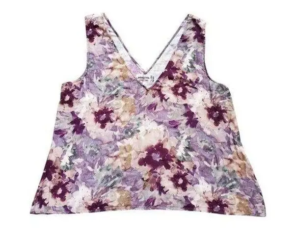Johnny Was Pete & Greta Tank Top Women Large Blouse Purple Floral Semi Crop EUC
