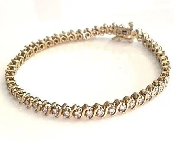 8" DIAMOND TENNIS BRACELET 14K Gold S Link 49 Brilliant Cut Diamonds 4ctw HI SI