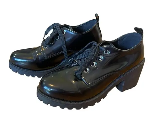 Dirty Laundry Y2K Chunky Black Heeled Oxford Shoes Womens Size 7.5