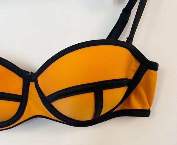 Kinis Orange Black Bralette Bikini Top Adjustable Straps Padded Size G