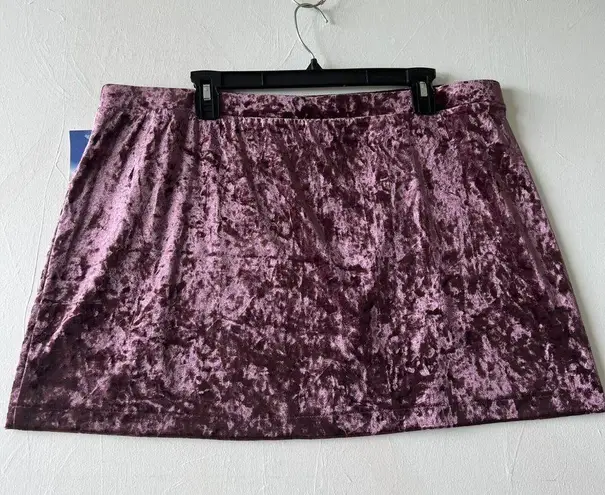 Abound Nordstrom Velvet Mini Skirt Plus Size 2X Plum Purple Crushed split side