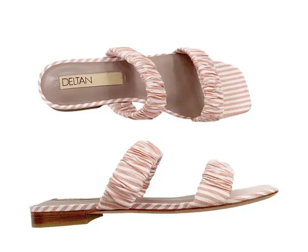 Deltan Sandal Cora Stripe Print Two Band Slides Size 7 NWT