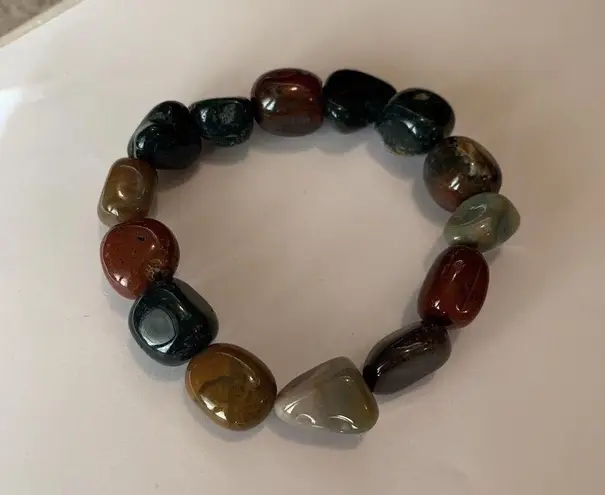 Women’s Chunky Costume Jewelry Beaded Polished Stone Stretchy Bracelet