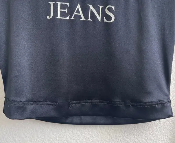 Moschino JEANS Vintage 90s Black White Edgy Fitted Long Sleeve Graphic Crop Top