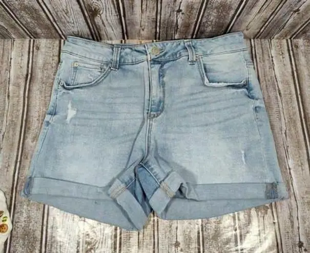 Time & Tru  Light Wash Denim Shorts Mid-Rise Stretch Cotton Waist 30 Sz 10