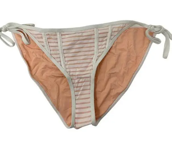 Topshop  Women's Size 10 Striped Triangle String Bikini Bottom Nude/White