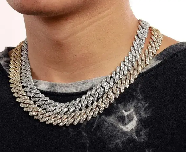 Gold Chunky Iced Out Miami / Cuban Link Chain Necklace