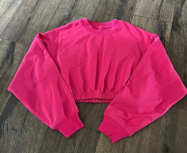 Alo Yoga Devotion  Crop Sweatshirt Hot Pink S/xs