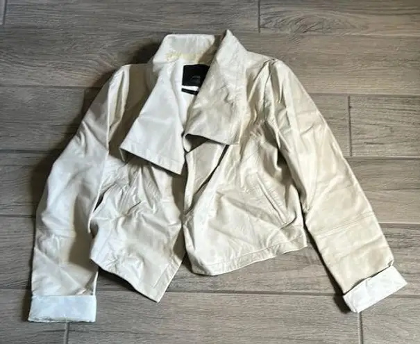 Veda Cream Leather Moto Jacket Size L
