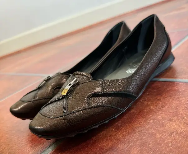 Tod's Leather Imaginative Zipper Loafers Size 7.5