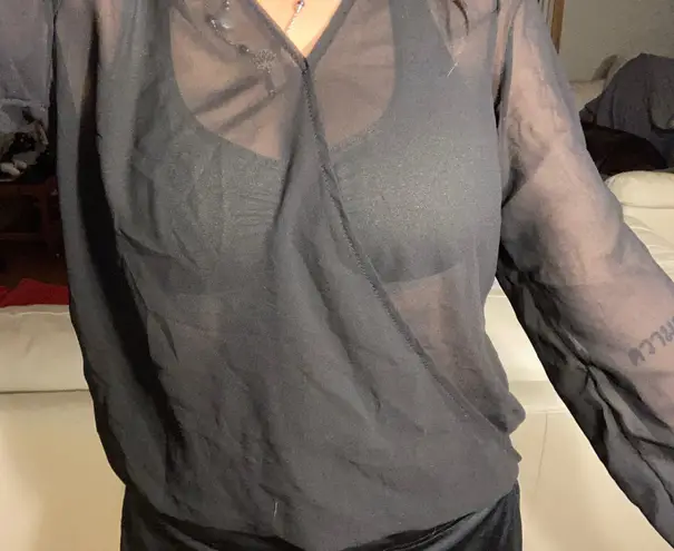 long sleeve see through blouse Black Size M