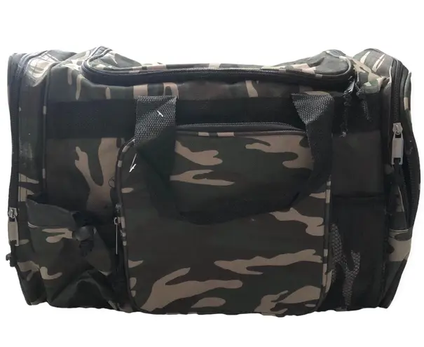 Dig Camouflaged Weekender Duffle Bag With Adjustable Detachable Shoulder Strap