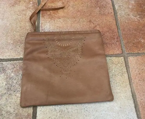 Cleobella fold over clutch leather laser cut design