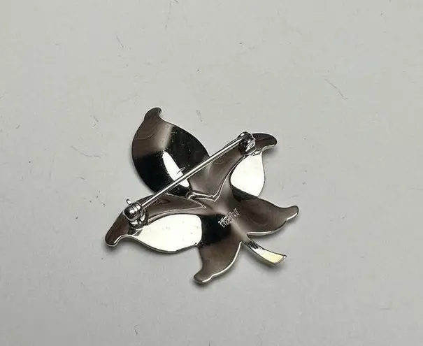 Van Dell Sterling Leaf Autumn Fall Enameled Brooch Pin Silver
